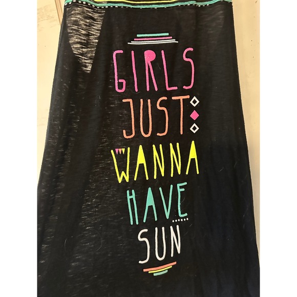 Justice Other - Justice Girls Black Wanna Have Sun Swim Cover Up Tank Top Size 18